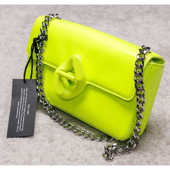 Rebecca Minkoff Neon Yellow G Silver Chain Small Shoulder Handbag NWT - Picture 2 of 14